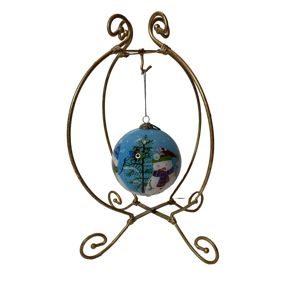 2014 Ornament Li  Bien Blown Glass Ball Snowman & Pals Snowball Fight